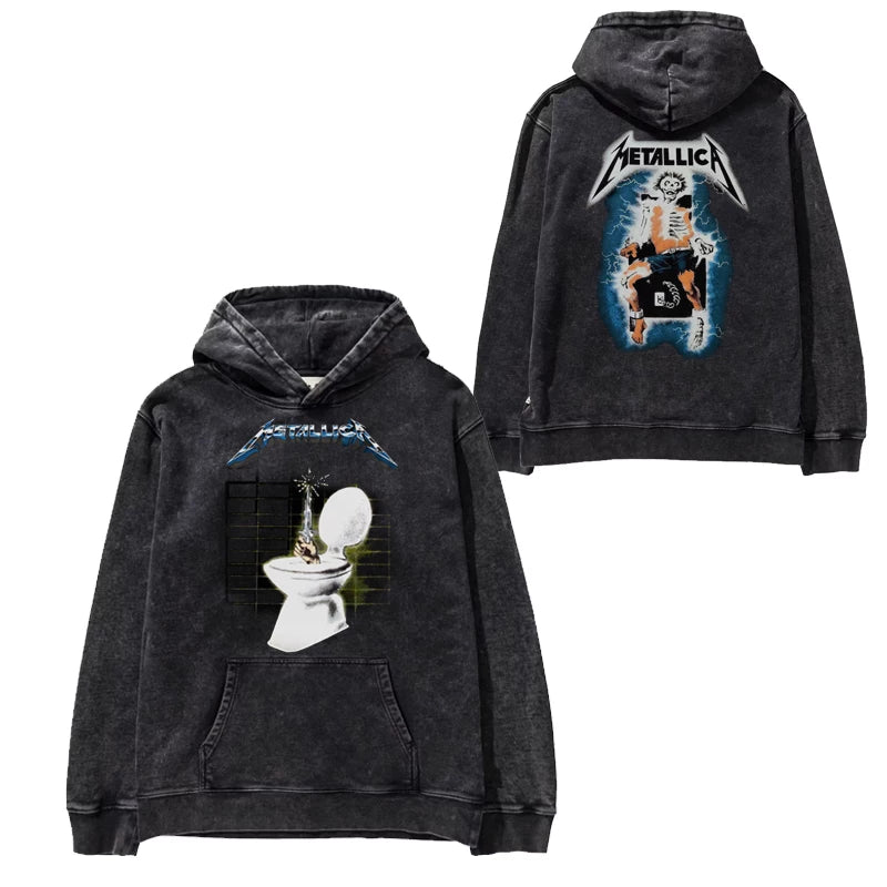 Metallica metal band James Hetfield punk distressed washed retro batik hooded sweatshirt (28)