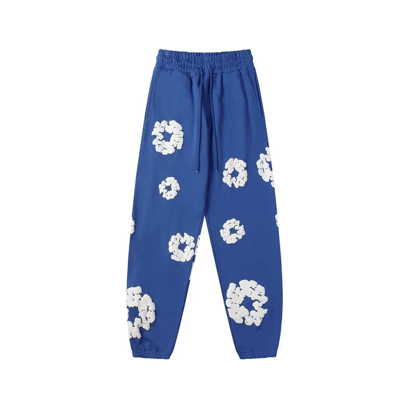 Denim Tears Cotton Wreath Graphic Sweatpants - Royal Blue / Relaxed Streetwear Fit