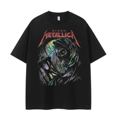 Metallica metal band retro American street niche design, dark shoulder rock short sleeved T-shirt