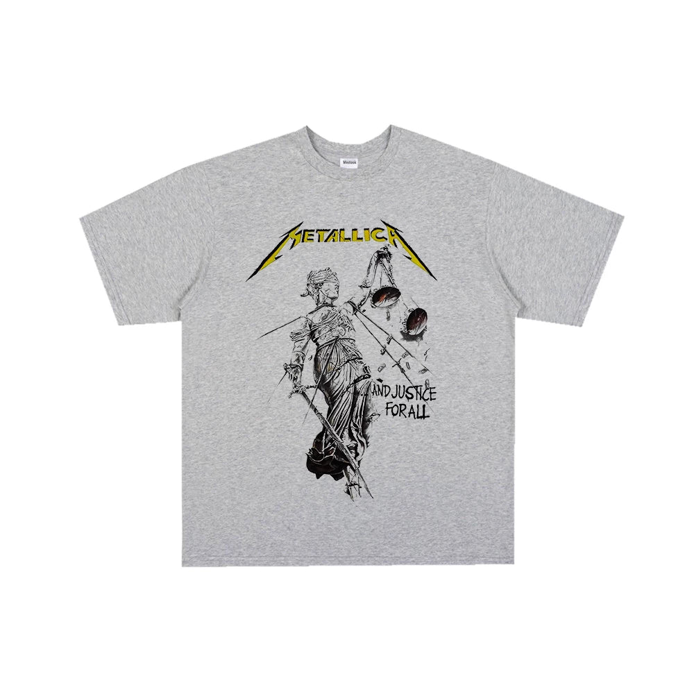 Metal band short sleeved t-shirt Metallica rock poster style men's and women's round neck pure cotton James Hetfield