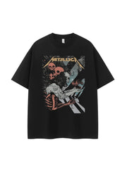 Metallica metal band retro American street niche vtg loose shoulder pure cotton rock short sleeved T-shirt