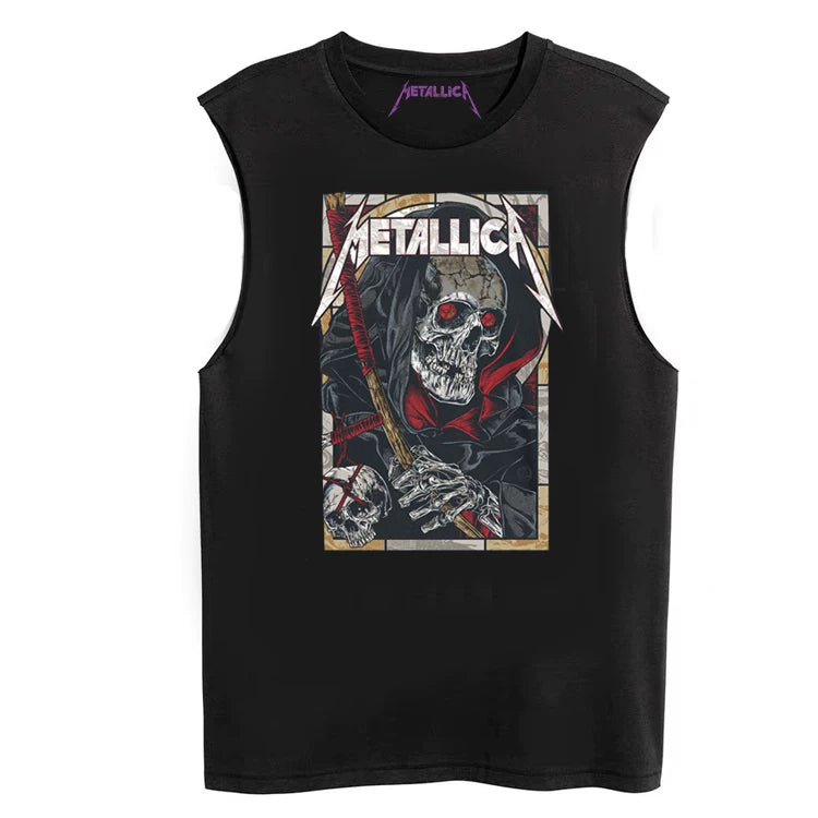 Metallica Rock Sleeveless T-shirt King of Metal Men's Loose Sleeveless Tank Top (10)