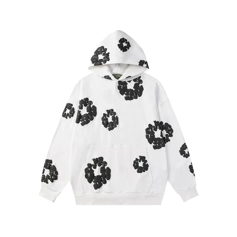 Denim Tears Cotton Wreath Graphic Hoodie - White / Black Contrast Edition