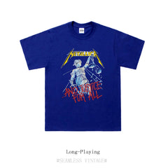 T-shirt Metallica Metal Band Short Sleeve Rock Punk Round Neck Male Female Couple Same Style Pure Cotton Trendy Print