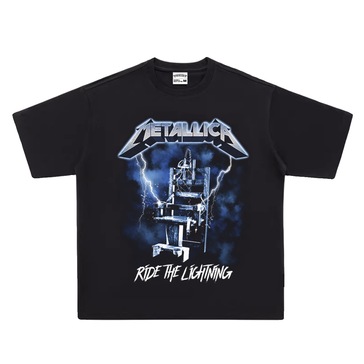 Metallica Band Rock T-shirt Heavy Metal Lightning Print Heavy Cotton Washed Old High Street Trendy Loose