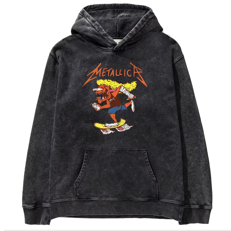 Metallica metal band James Hetfield punk distressed washed retro batik hooded sweatshirt (12)