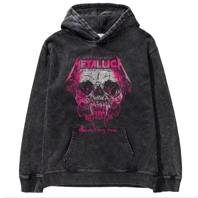 Metallica metal band James Hetfield punk distressed washed retro batik hooded sweatshirt (6)