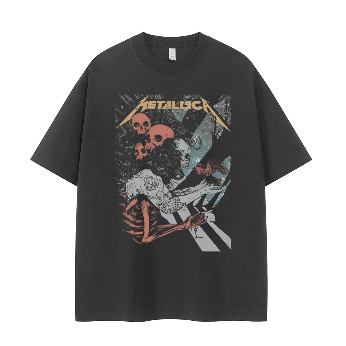 Metallica metal band retro American street niche vtg loose shoulder pure cotton rock short sleeved T-shirt