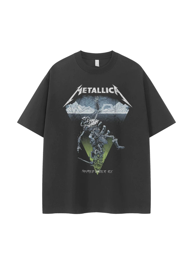 Metallica metal band retro American street niche dark vtg loose shoulder rock short sleeved T-shirt