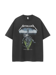 Metallica metal band retro American street niche dark vtg loose shoulder rock short sleeved T-shirt