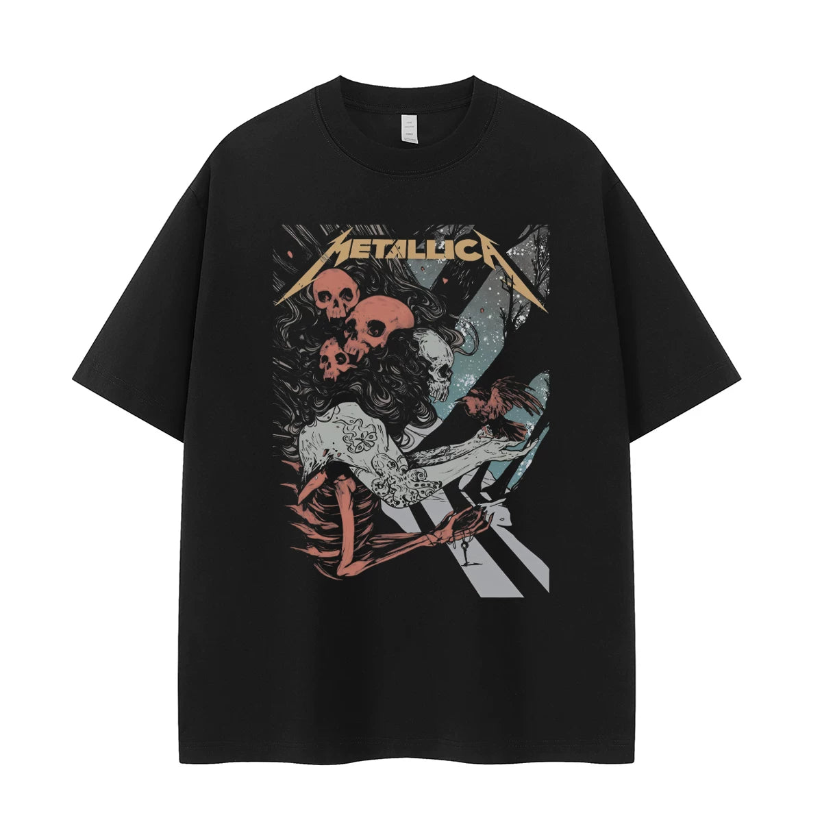 Metallica metal band retro American street niche vtg loose shoulder pure cotton rock short sleeved T-shirt