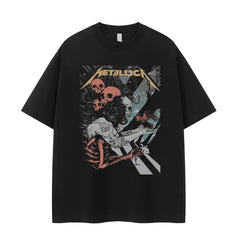 Metallica metal band retro American street niche vtg loose shoulder pure cotton rock short sleeved T-shirt