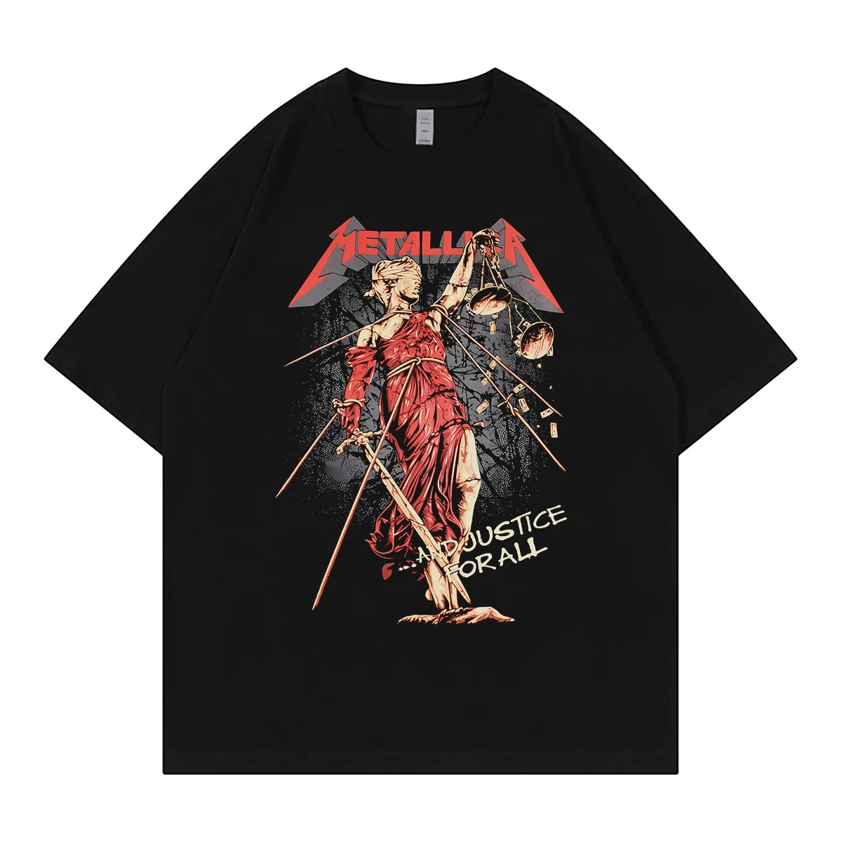 Metallica metal band retro American street vtg loose shoulder pure cotton round neck rock short sleeved T-shirt