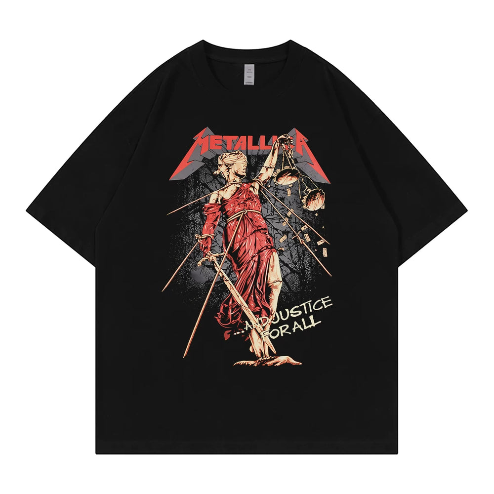 Metallica metal band retro American street vtg loose shoulder pure cotton round neck rock short sleeved T-shirt