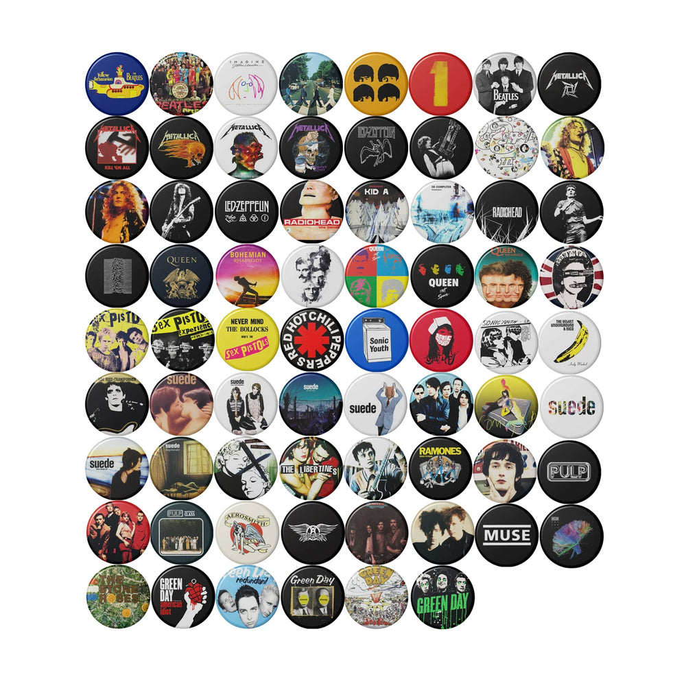 Two Rock Band Badges Matellica Queen Beatles Stone Rose Brooch Pin Pin Pin