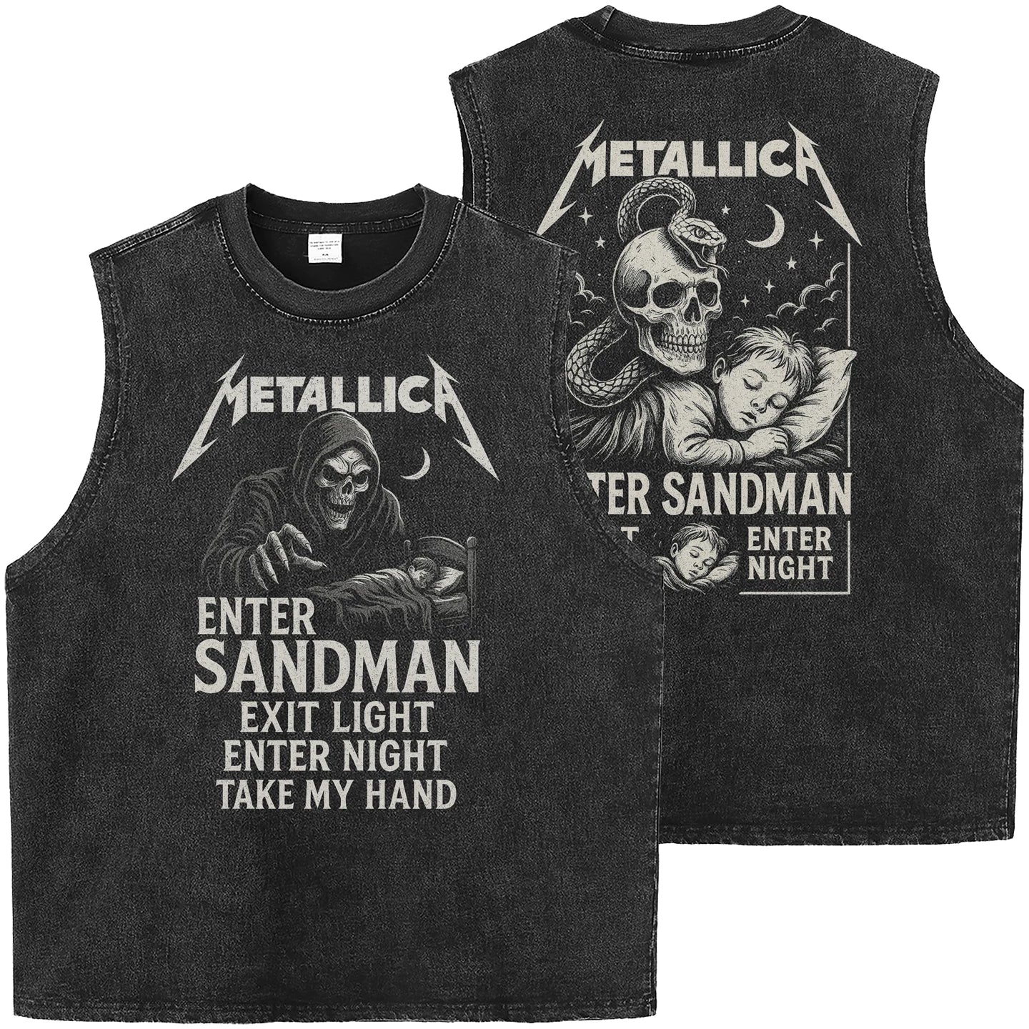 Metallica Heavy American Retro Washed Outdated Loose Rock Sleeveless T-shirt, Camback Tank Top