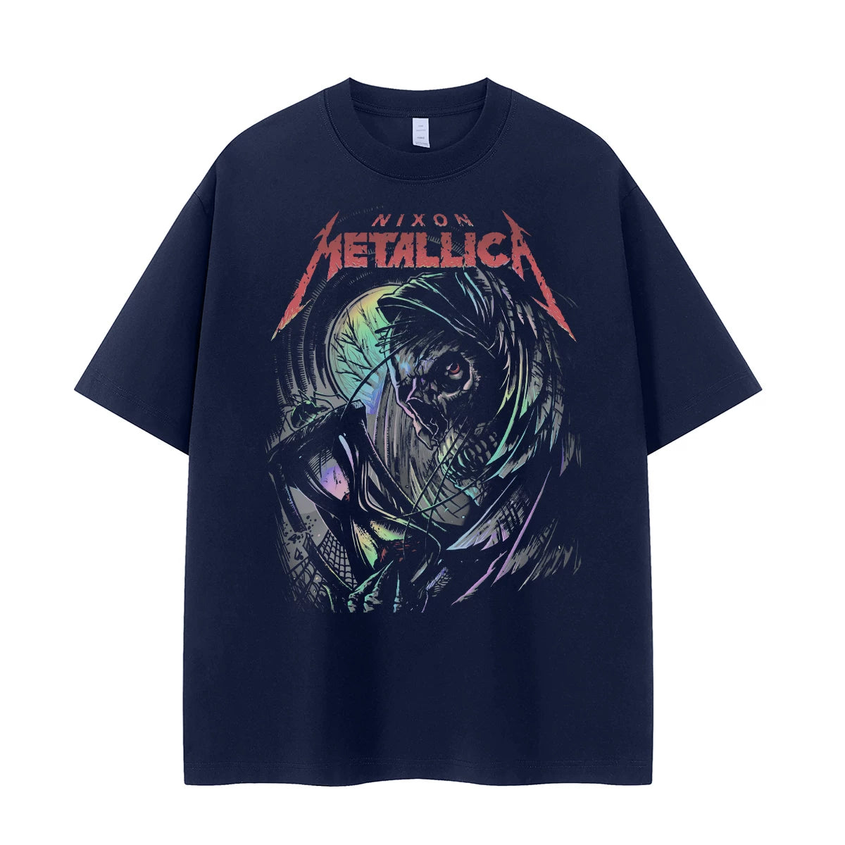 Metallica metal band retro American street niche design, dark shoulder rock short sleeved T-shirt