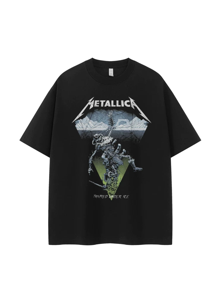 Metallica metal band retro American street niche dark vtg loose shoulder rock short sleeved T-shirt