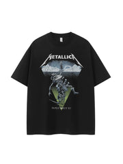 Metallica metal band retro American street niche dark vtg loose shoulder rock short sleeved T-shirt