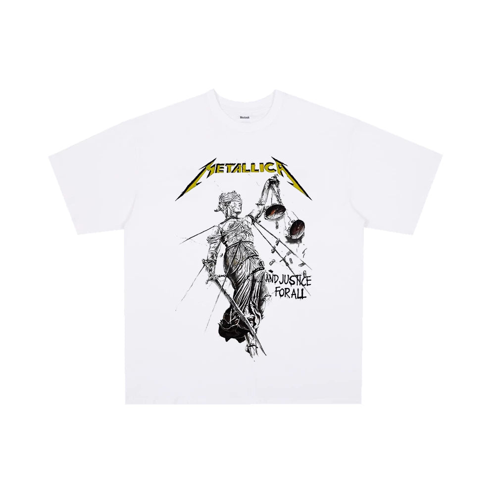 Metal band short sleeved t-shirt Metallica rock poster style men's and women's round neck pure cotton James Hetfield