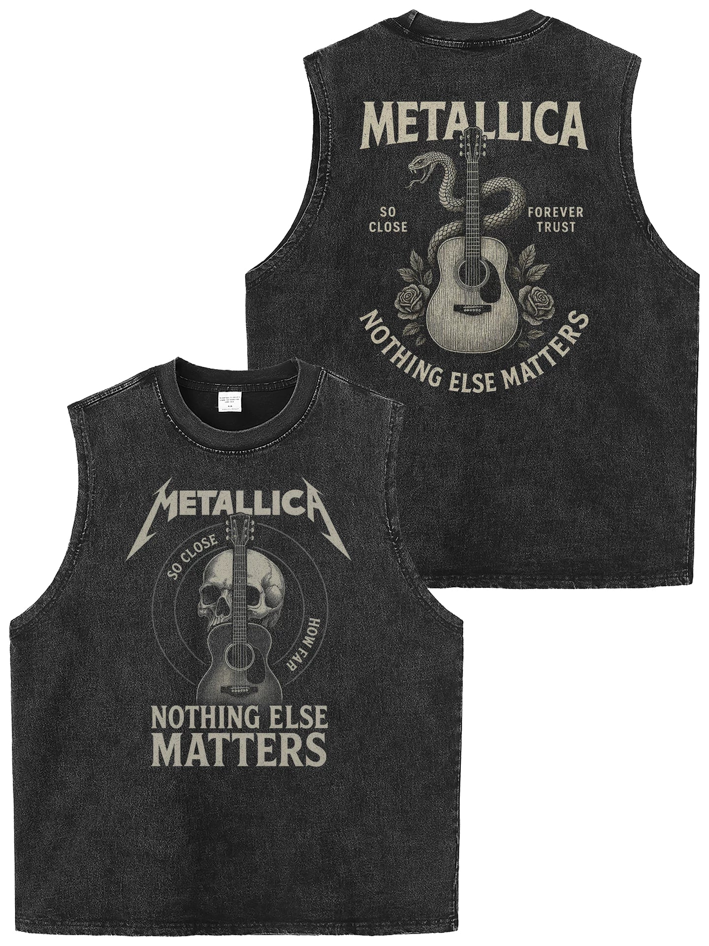 METALLICA金属乐队重磅美式复古水洗做旧宽松摇滚无袖T恤坎肩背心