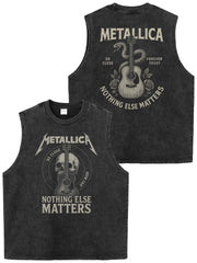 METALLICA金属乐队重磅美式复古水洗做旧宽松摇滚无袖T恤坎肩背心