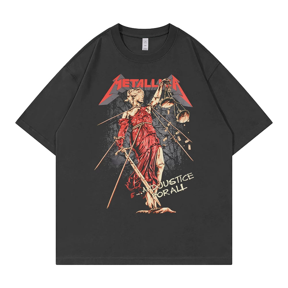 Metallica metal band retro American street vtg loose shoulder pure cotton round neck rock short sleeved T-shirt