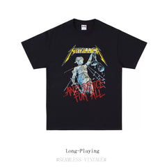 T-shirt Metallica Metal Band Short Sleeve Rock Punk Round Neck Male Female Couple Same Style Pure Cotton Trendy Print