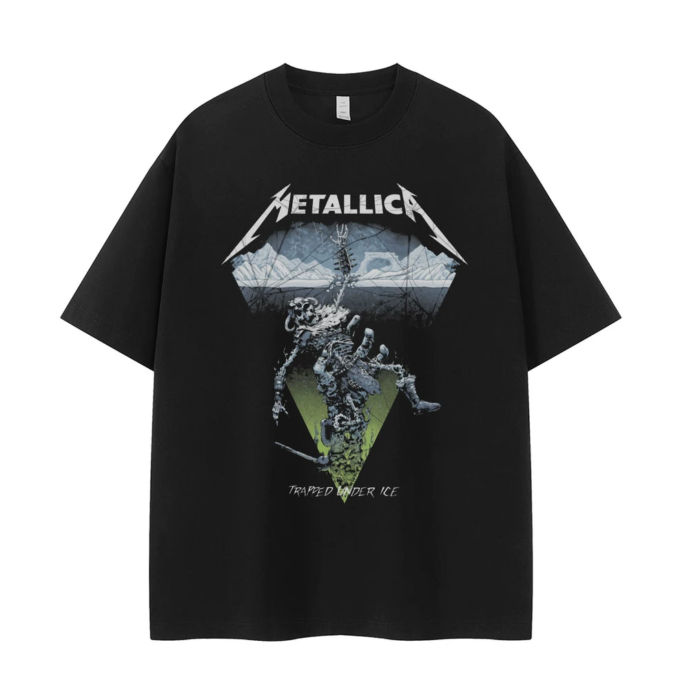 Metallica metal band retro American street niche dark vtg loose shoulder rock short sleeved T-shirt
