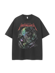 Metallica metal band retro American street niche design, dark shoulder rock short sleeved T-shirt