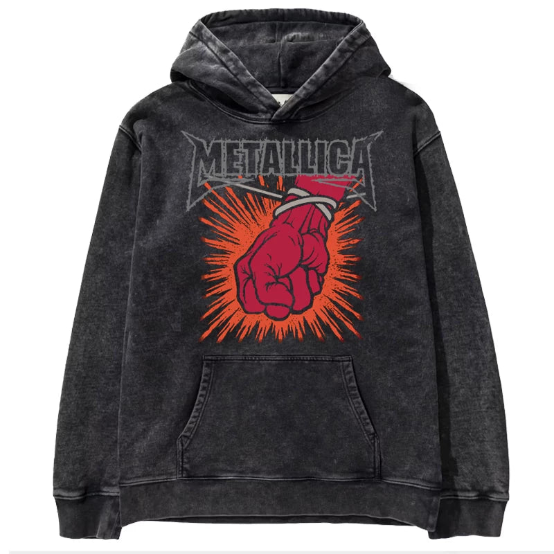 Metallica metal band James Hetfield punk distressed washed retro batik hooded sweatshirt (18)