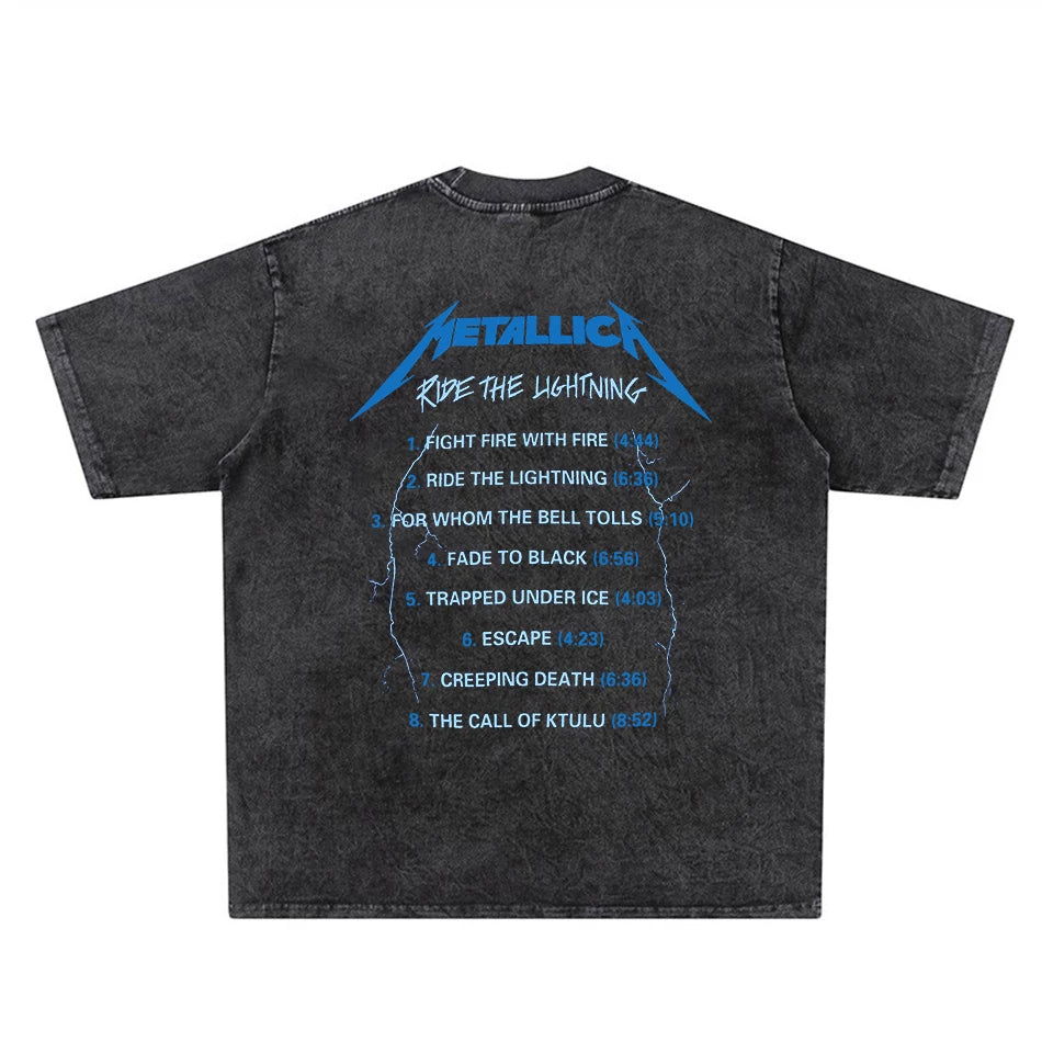 Metallica ride the lighting printed T-shirt band washed for vintage
