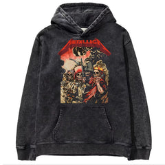 Metallica metal band James Hetfield punk distressed washed retro batik hooded sweatshirt (1)