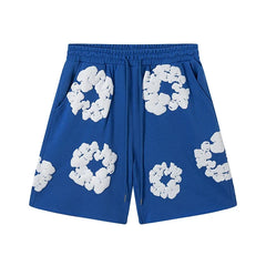 Denim Tears Cotton Wreath Graphic Shorts - Royal Blue / Relaxed Streetwear Fit