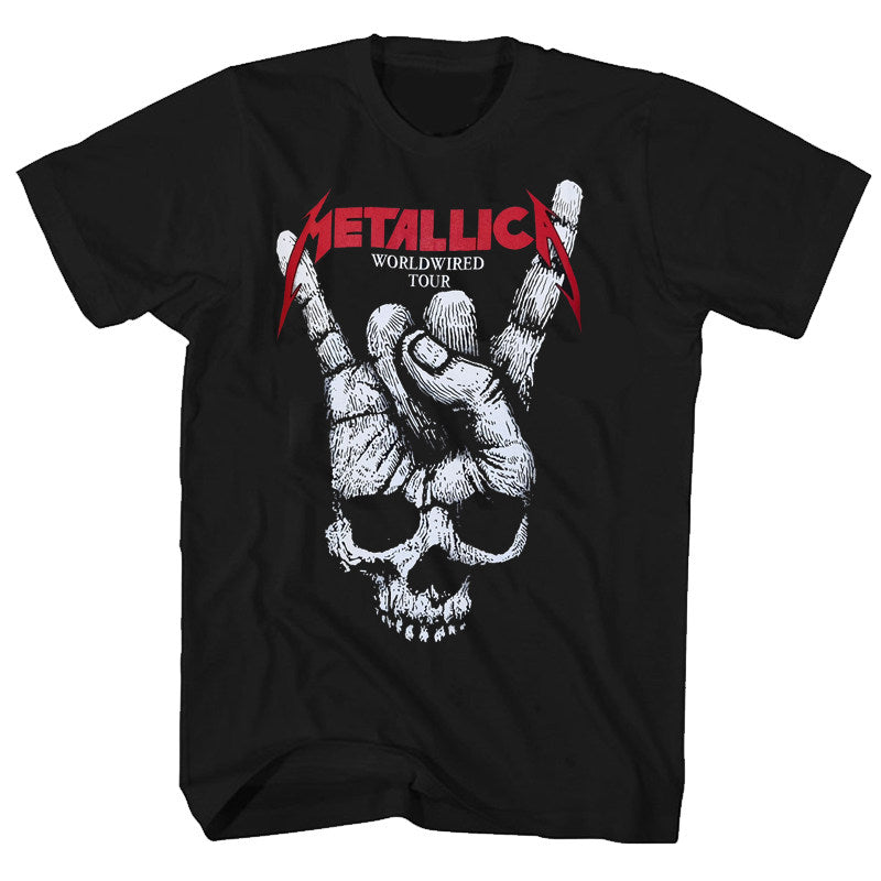 Metallica Rock Gesture Metal Band Skull Print T-Shirt