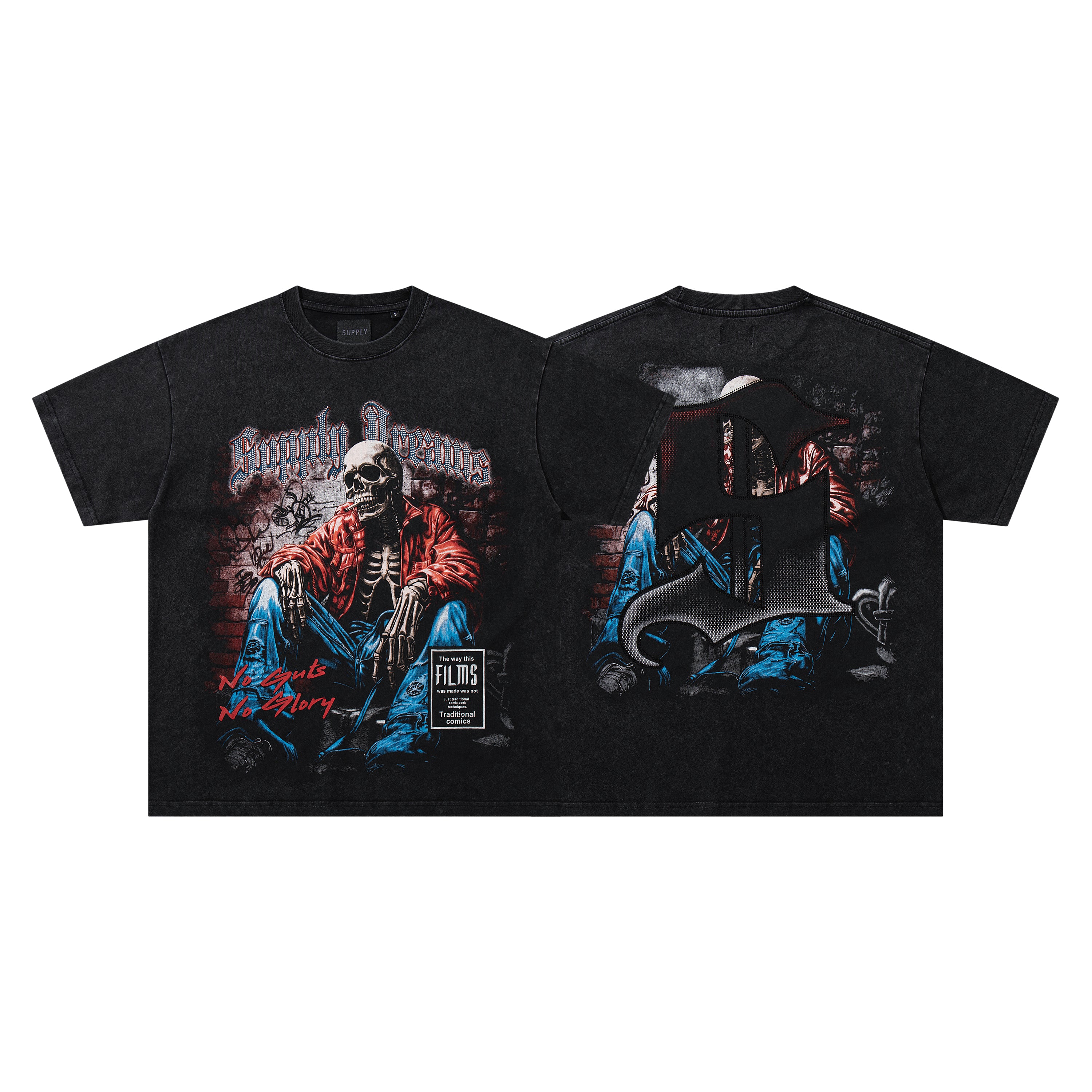 SUPPLY Dark Fantasy Graphic Oversized Black T-Shirt